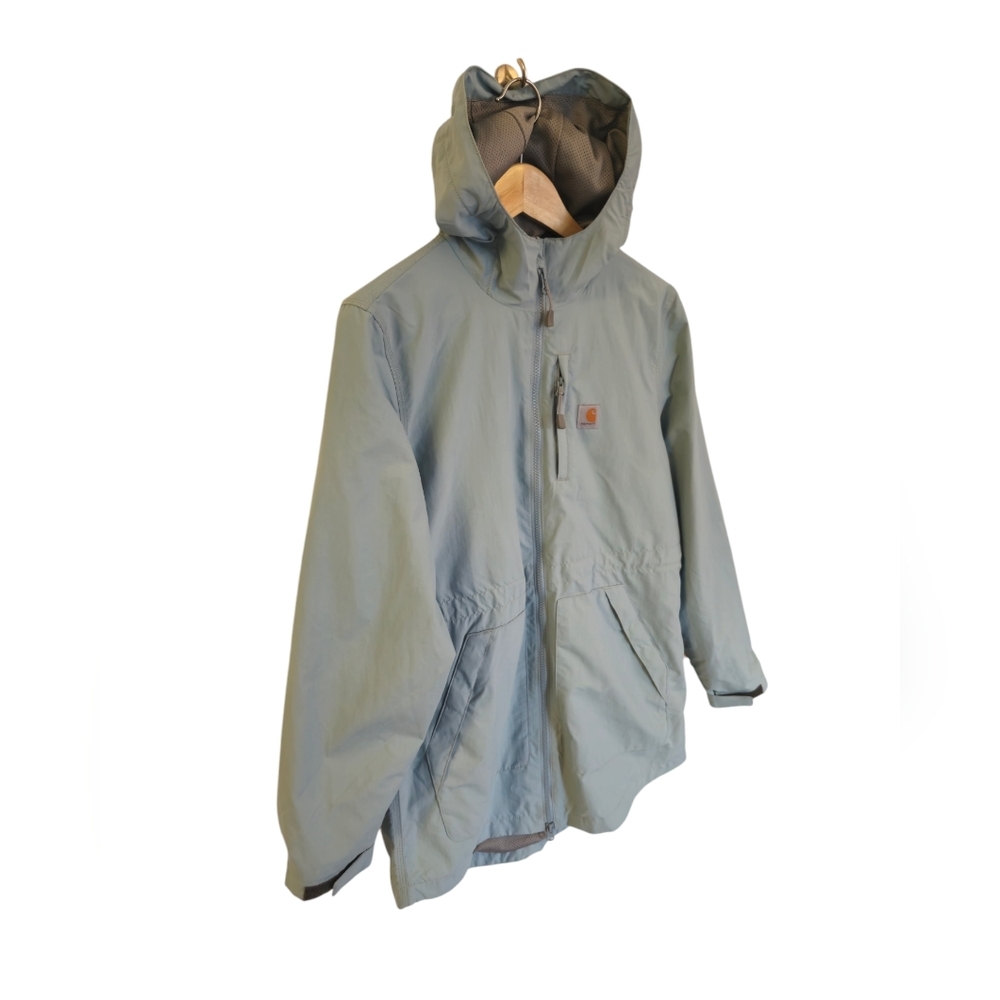 Carhartt Women's Raindefender Jacket Hooded Full Zip Blue Surf Size Small 4-6 - Picture 3 of 17